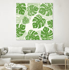 Linocut Monstera Pattern by Bianca Green on GIANT ART - green mixed media