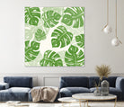 Linocut Monstera Pattern by Bianca Green on GIANT ART - green mixed media