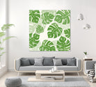 Linocut Monstera Pattern by Bianca Green on GIANT ART - green mixed media