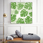 Linocut Monstera Pattern by Bianca Green on GIANT ART - green mixed media