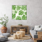 Linocut Monstera Pattern by Bianca Green on GIANT ART - green mixed media