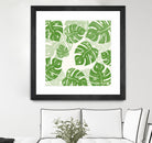 Linocut Monstera Pattern by Bianca Green on GIANT ART - green mixed media