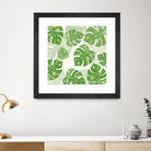 Linocut Monstera Pattern by Bianca Green on GIANT ART - green mixed media