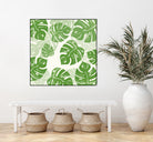 Linocut Monstera Pattern by Bianca Green on GIANT ART - green mixed media