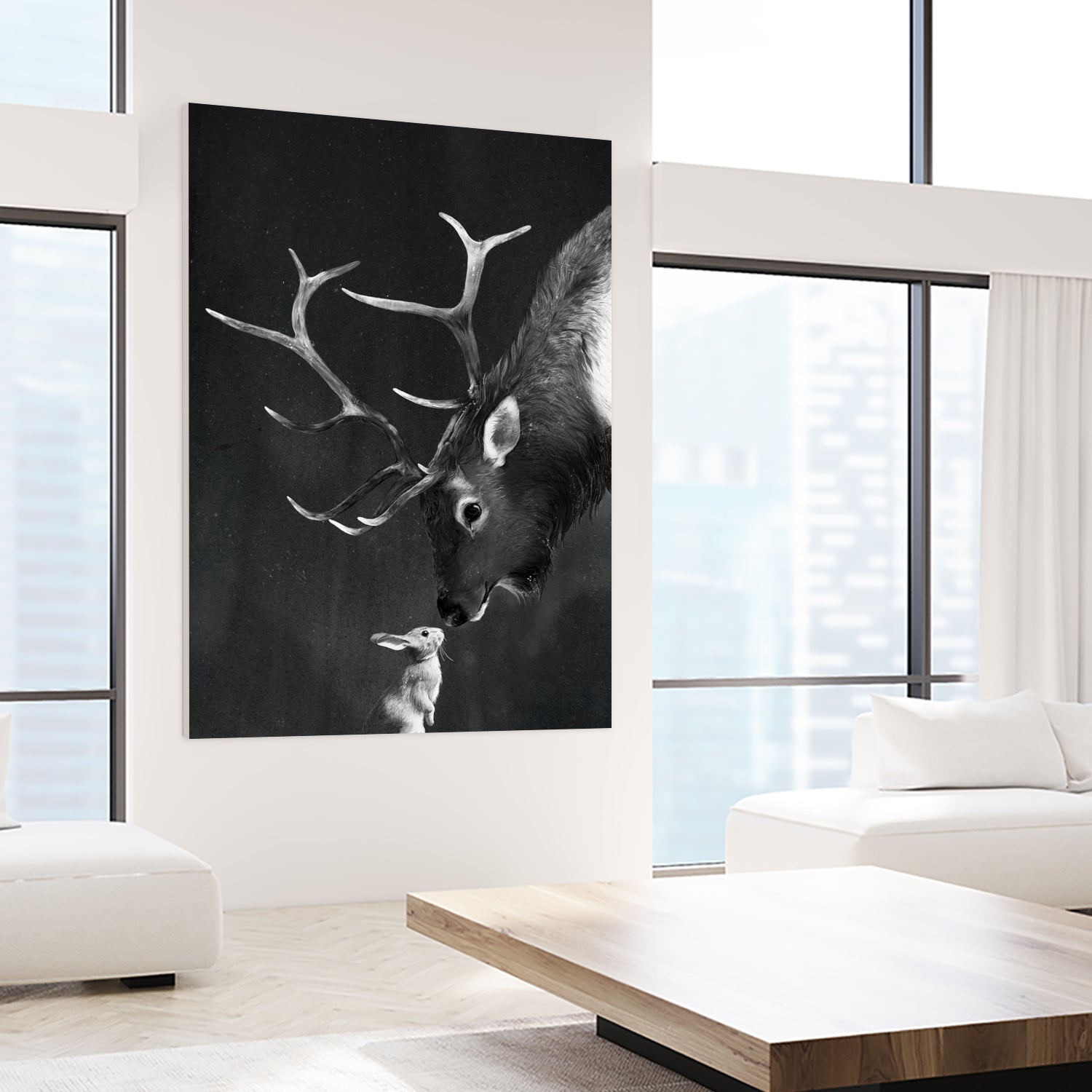 elk and rabbit by Laura Graves on GIANT ART - black digital painting