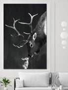 elk and rabbit by Laura Graves on GIANT ART - black digital painting