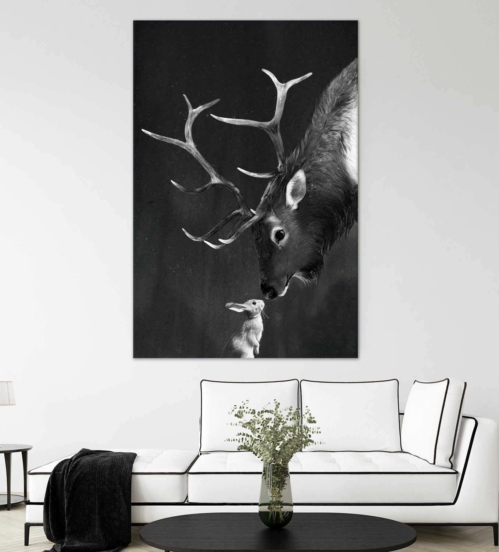 elk and rabbit by Laura Graves on GIANT ART - black digital painting