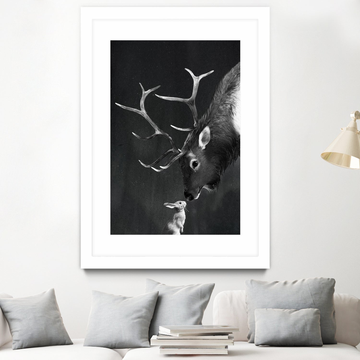 elk and rabbit by Laura Graves on GIANT ART - black digital painting