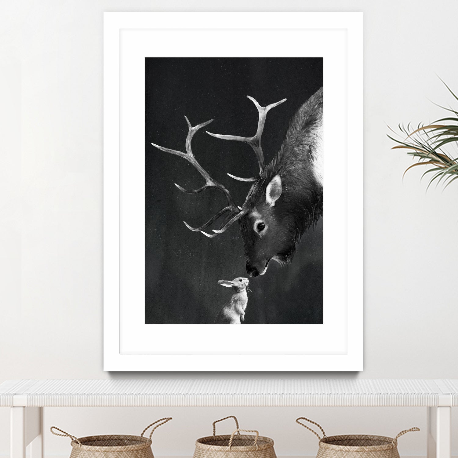 elk and rabbit by Laura Graves on GIANT ART - black digital painting