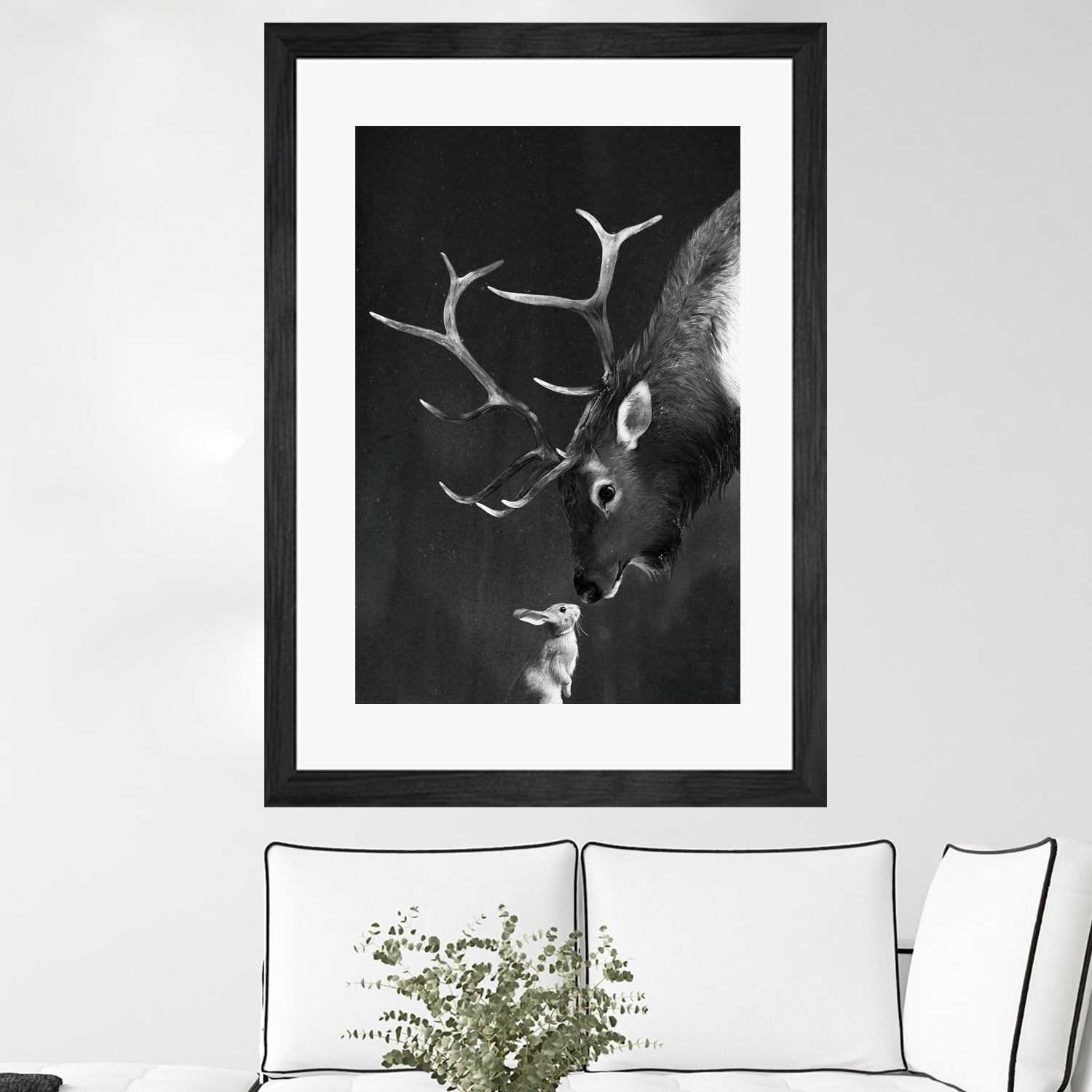 elk and rabbit by Laura Graves on GIANT ART - black digital painting