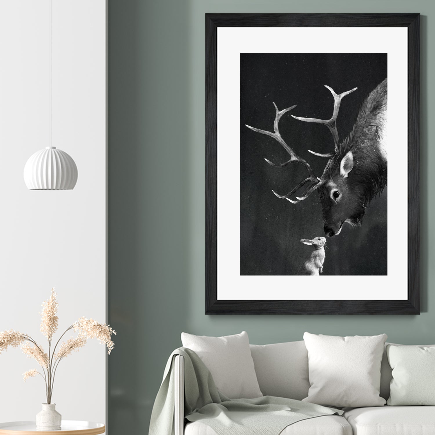 elk and rabbit by Laura Graves on GIANT ART - black digital painting