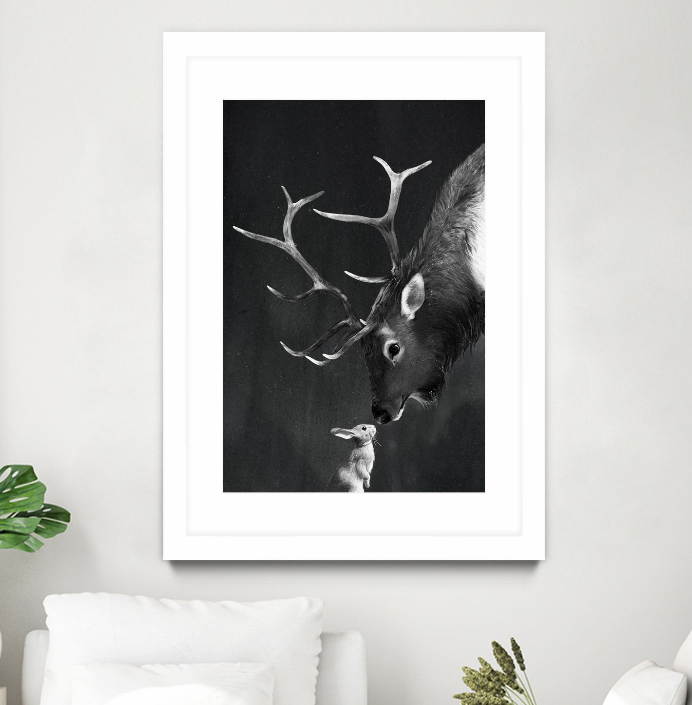 elk and rabbit by Laura Graves on GIANT ART - black digital painting