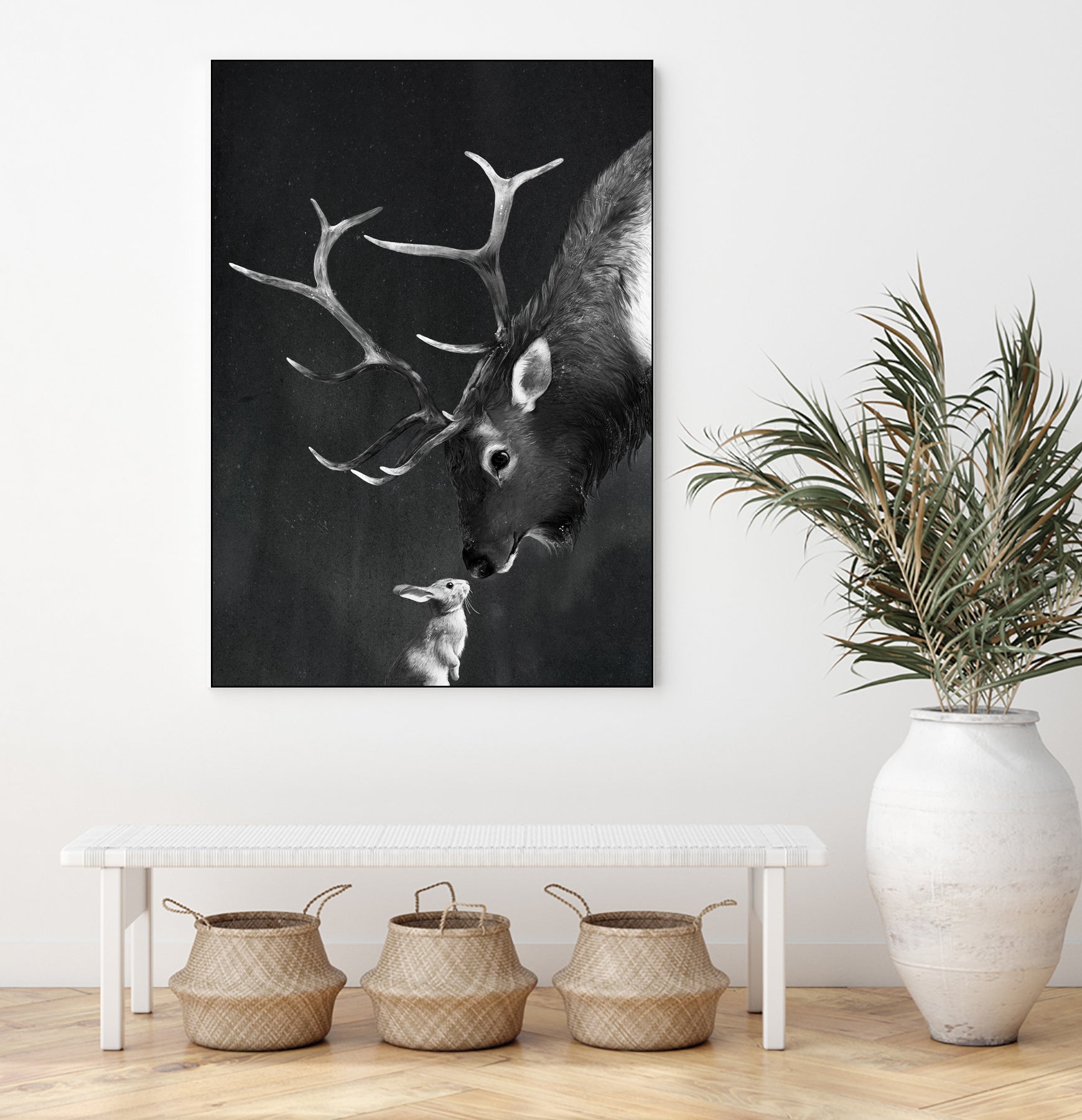 elk and rabbit by Laura Graves on GIANT ART - black digital painting