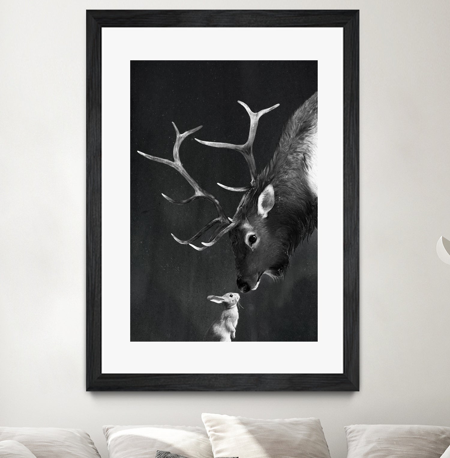 elk and rabbit by Laura Graves on GIANT ART - black digital painting