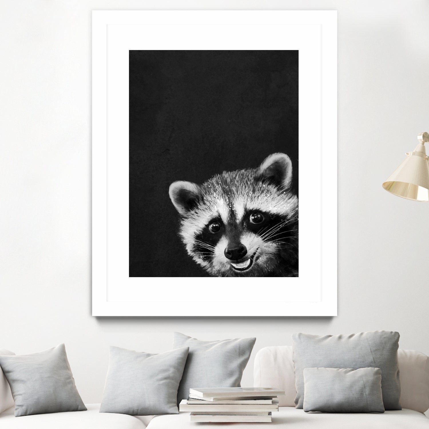 raccoon---I-m-not-sleepy- by Laura Graves on GIANT ART - black photo illustration