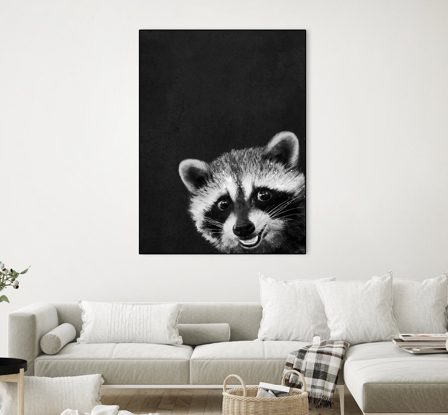 raccoon---I-m-not-sleepy- by Laura Graves on GIANT ART - black photo illustration