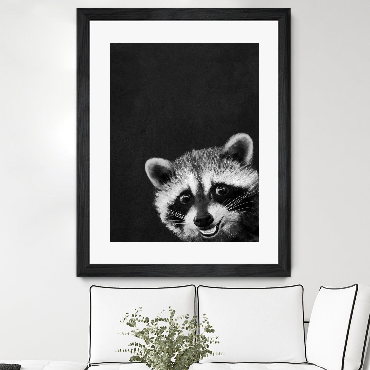 raccoon---I-m-not-sleepy- by Laura Graves on GIANT ART - black photo illustration