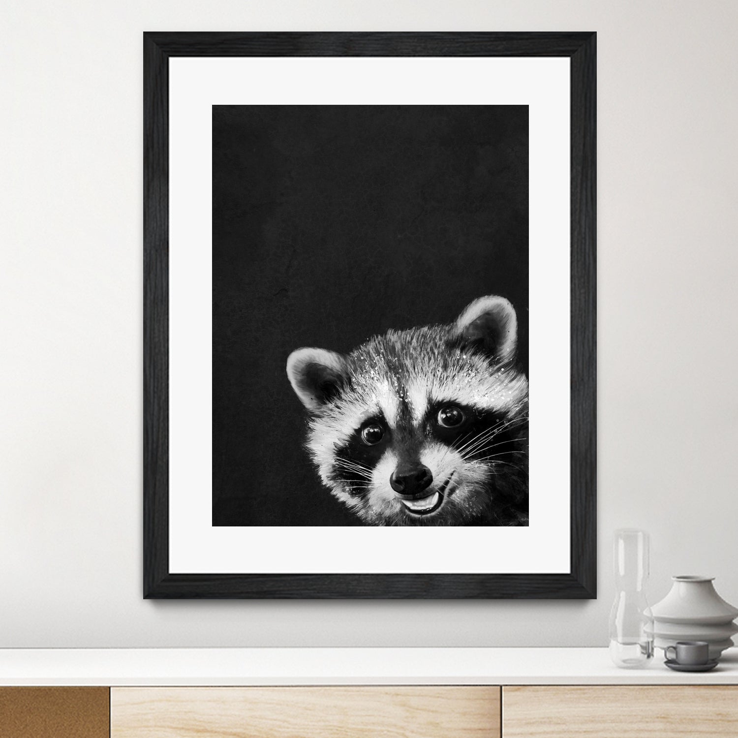 raccoon---I-m-not-sleepy- by Laura Graves on GIANT ART - black photo illustration