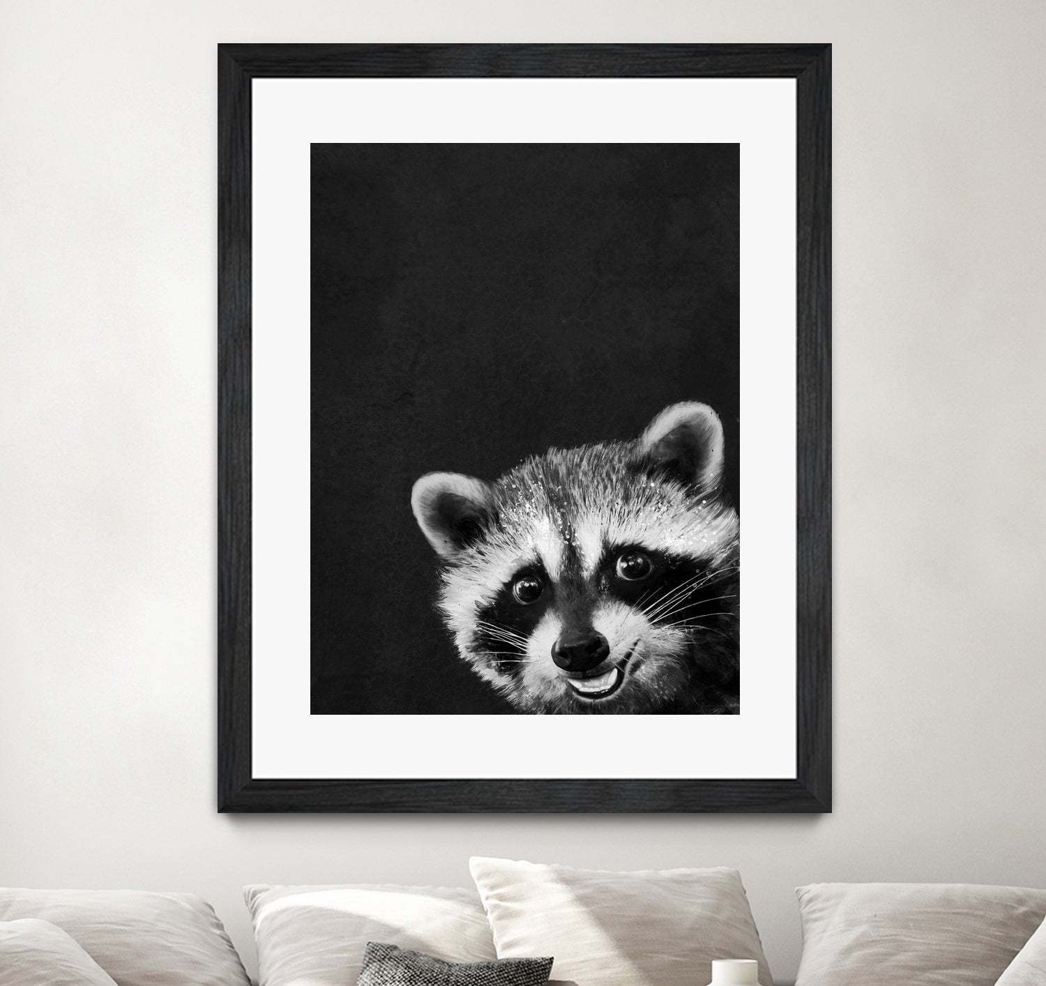 raccoon---I-m-not-sleepy- by Laura Graves on GIANT ART - black photo illustration