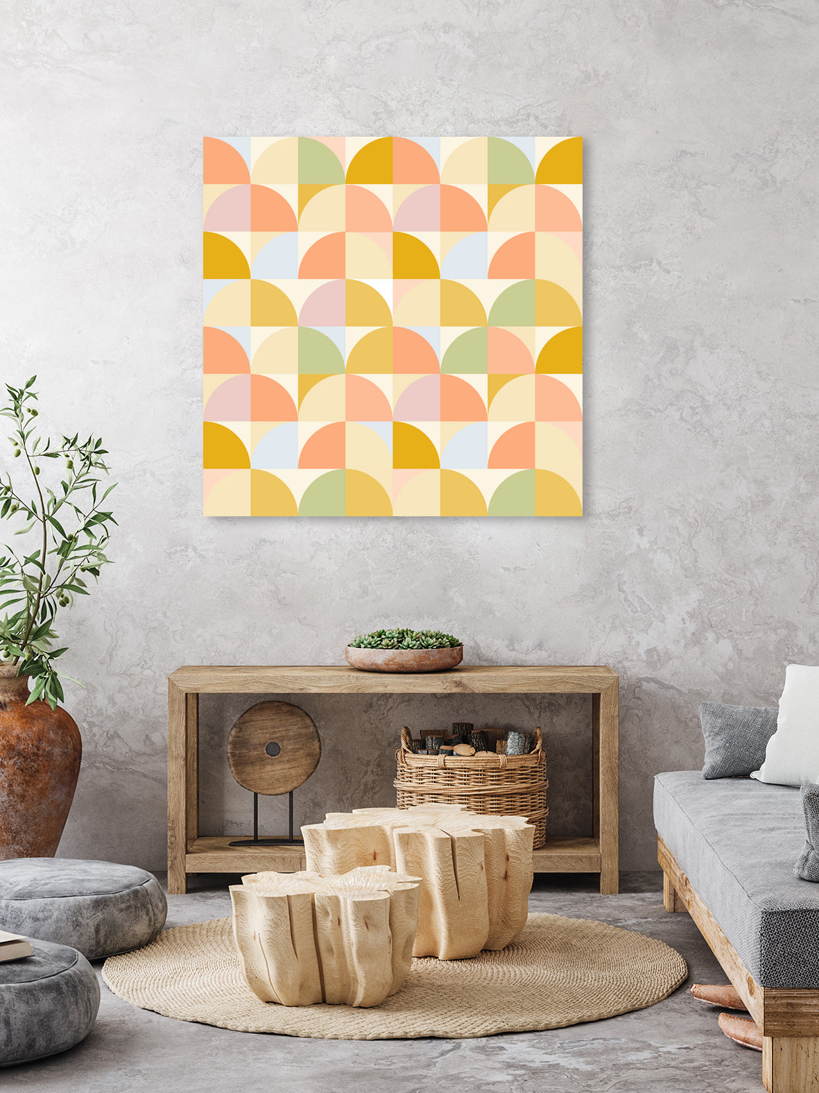 Retro Rainbow Fields #geometry #retro by Dominique Van Roey on GIANT ART - yellow digital drawing