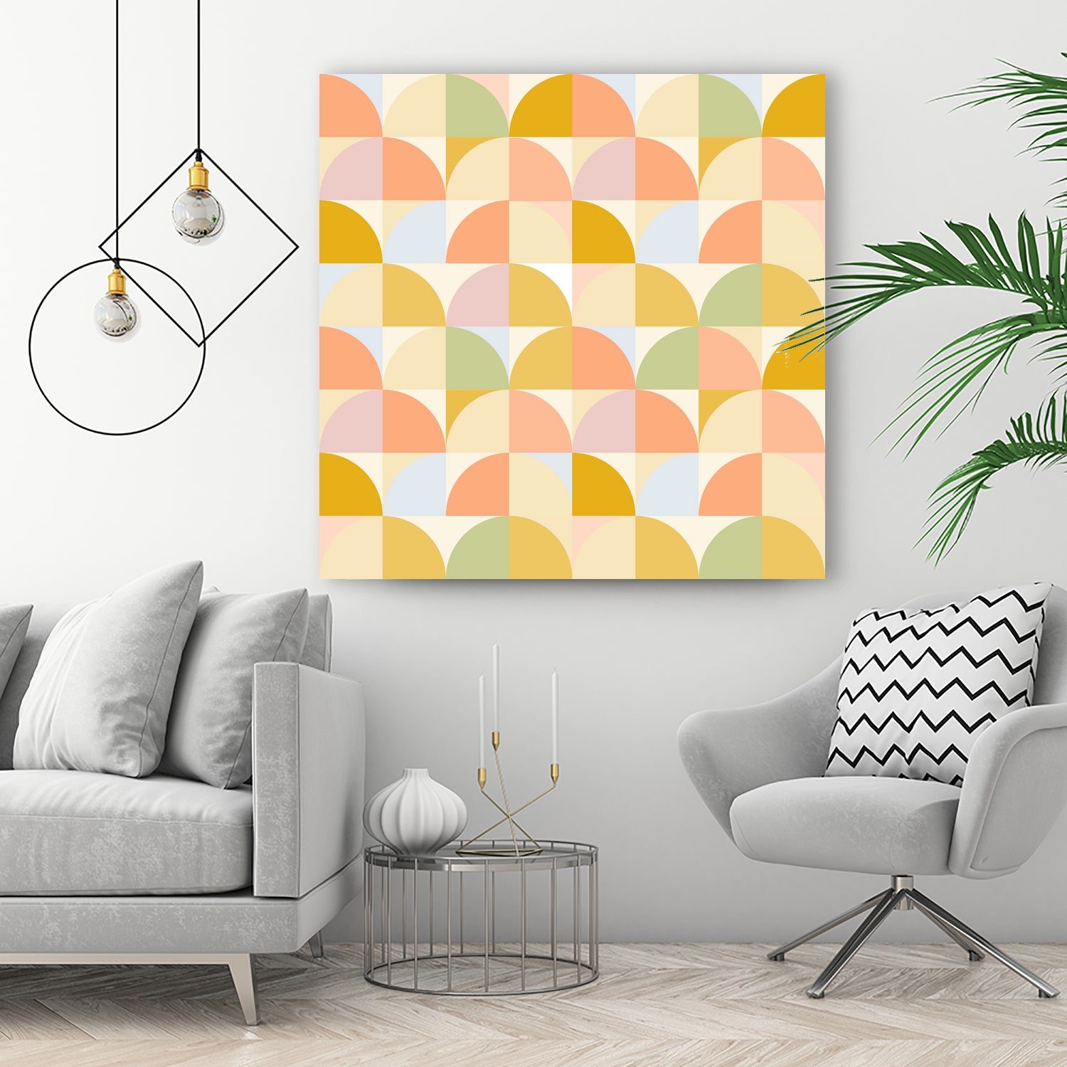 Retro Rainbow Fields #geometry #retro by Dominique Van Roey on GIANT ART - yellow digital drawing