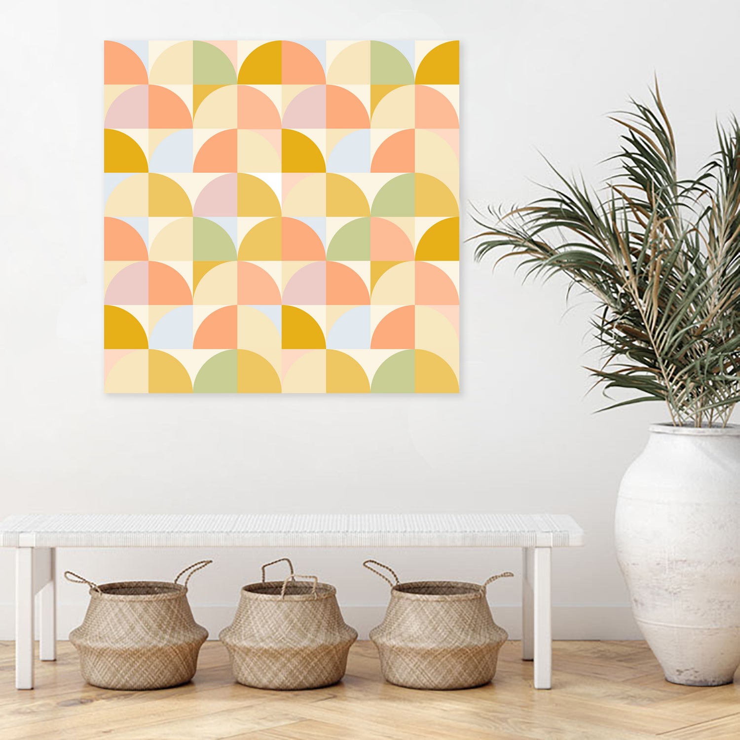 Retro Rainbow Fields #geometry #retro by Dominique Van Roey on GIANT ART - yellow digital drawing