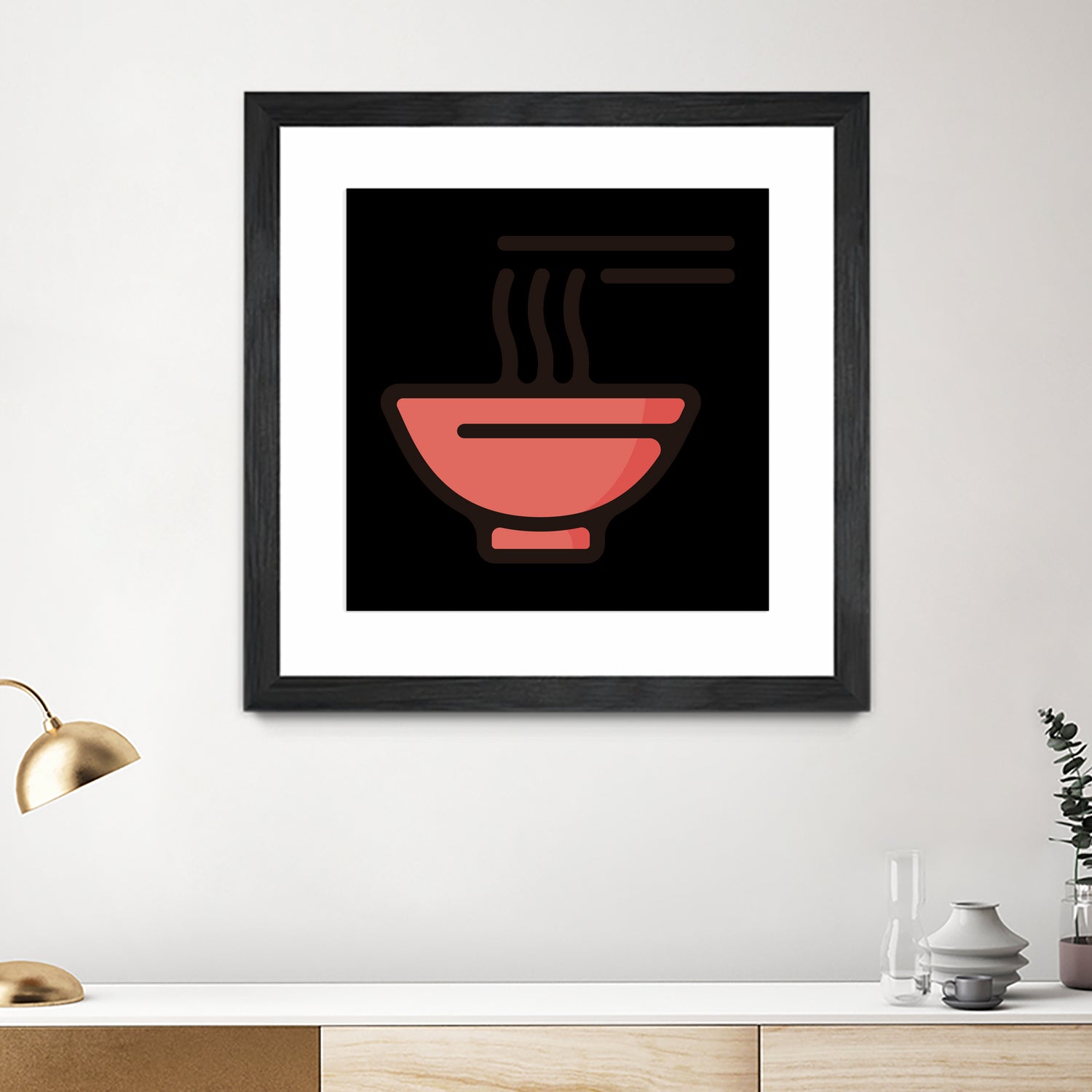 Ramen : Minimalistic icon series by Satoshi Kikyo on GIANT ART - red digital painting