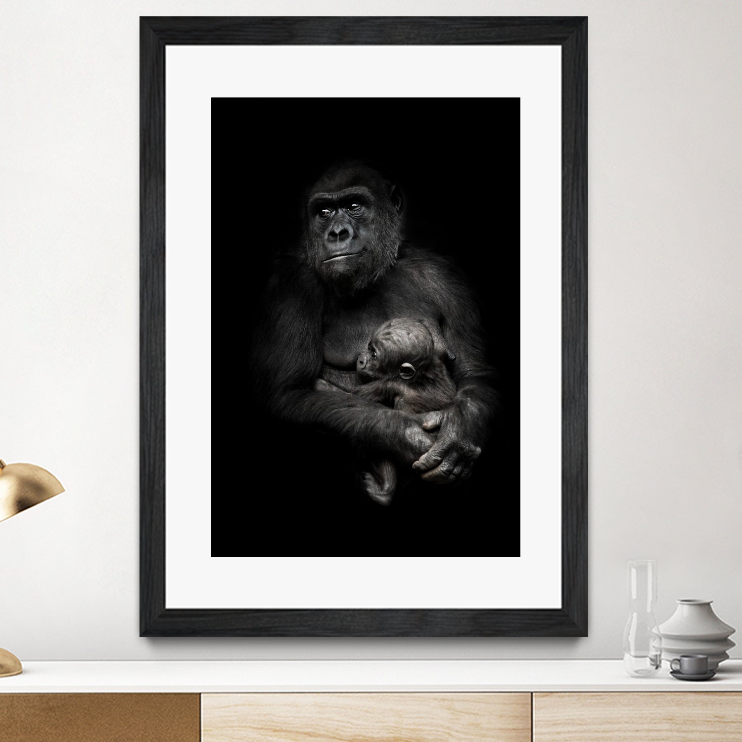 monkey mother by Michael Semenov on GIANT ART - black photo illustration