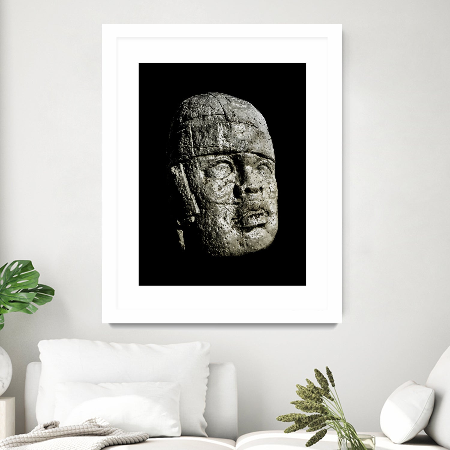 Mexican Pre Hispanic Head Sculpture Poster by Daniel Ferreira-Leites on GIANT ART - black photo illustration