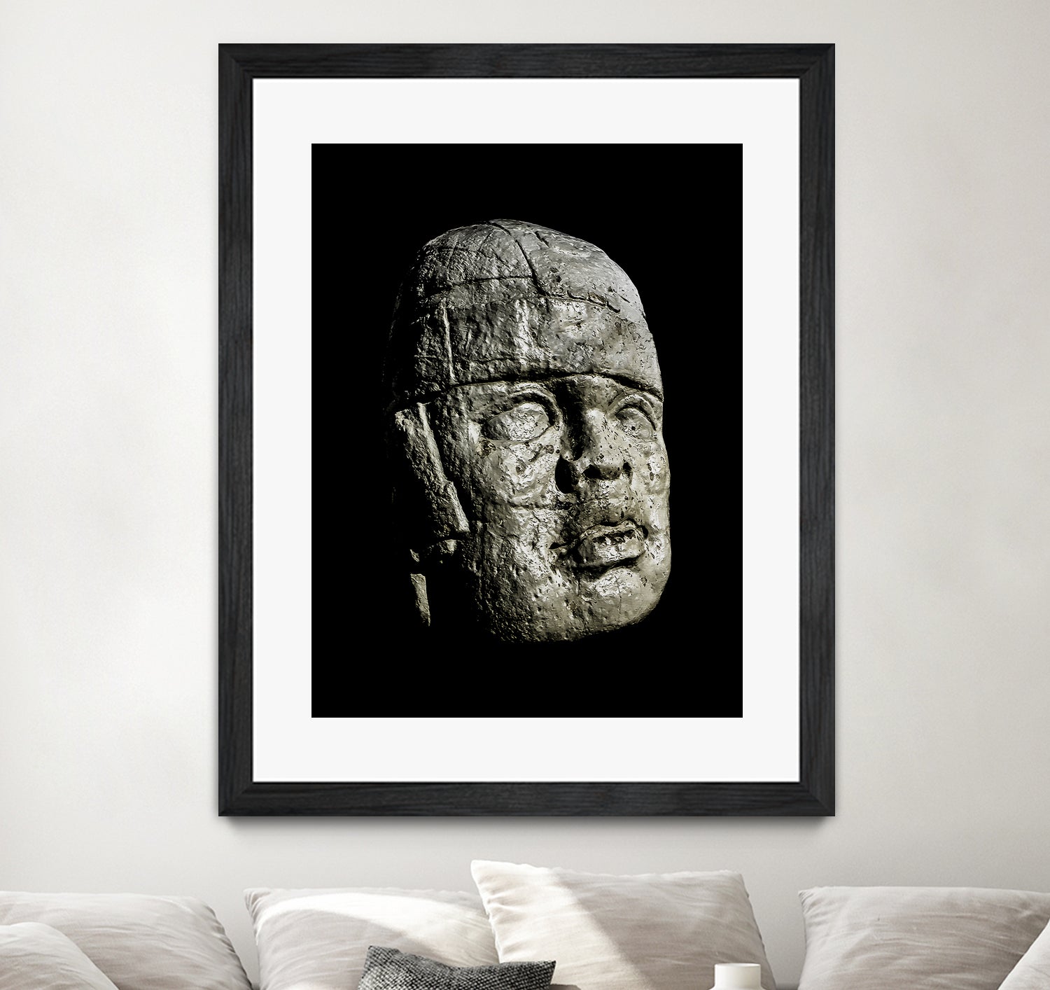 Mexican Pre Hispanic Head Sculpture Poster by Daniel Ferreira-Leites on GIANT ART - black photo illustration