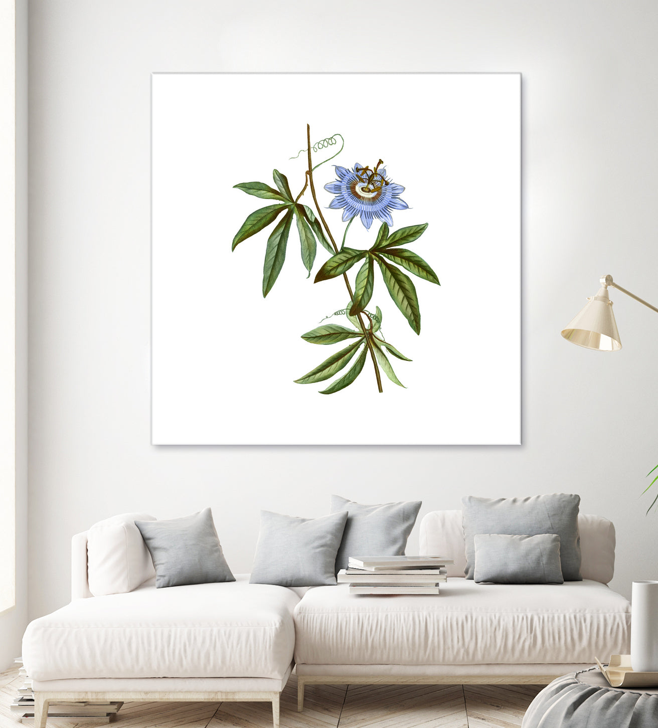 Vintage Blue Passionflower Botanical Illustration by Raul Andre Petrasanta on GIANT ART - blue mixed media