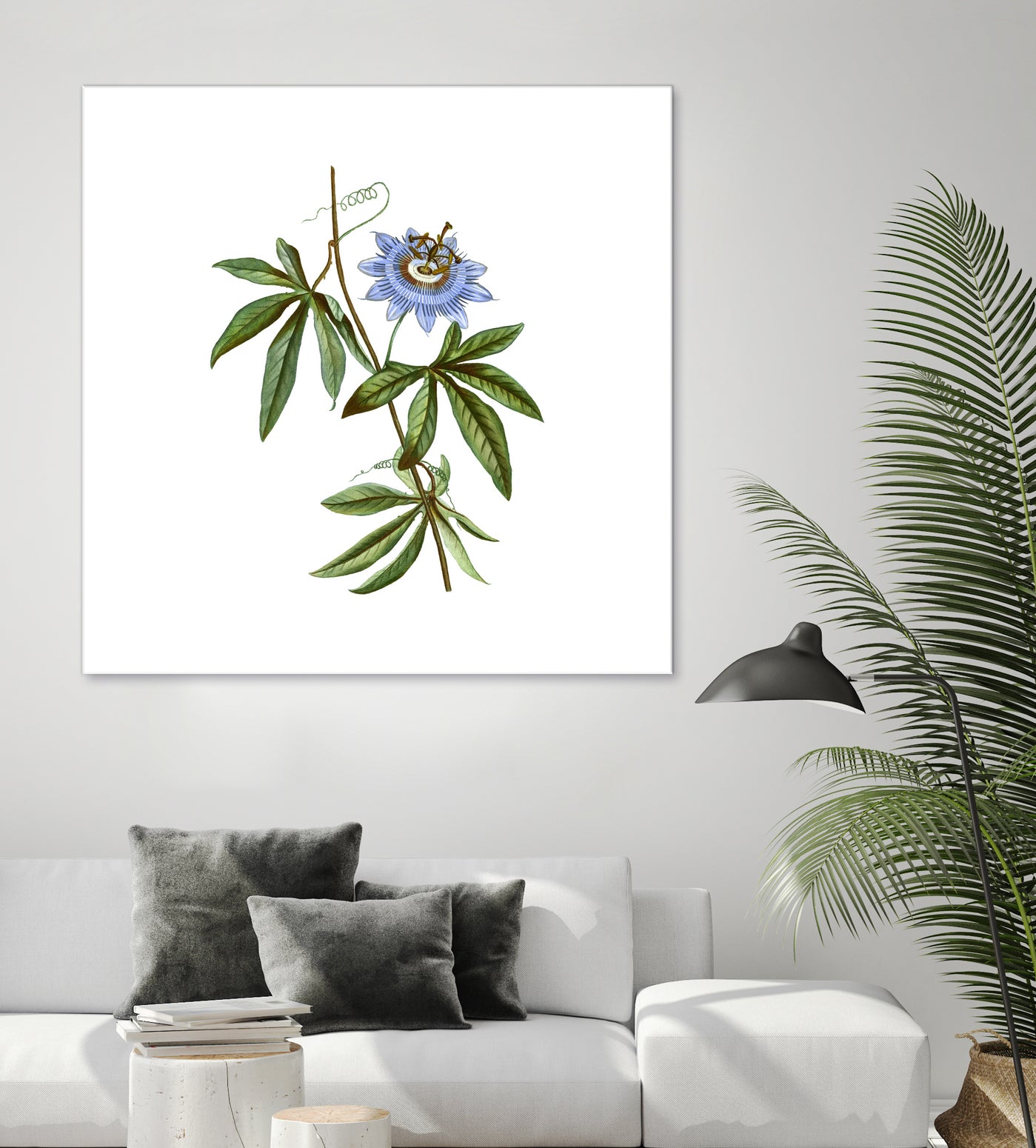 Vintage Blue Passionflower Botanical Illustration by Raul Andre Petrasanta on GIANT ART - blue mixed media