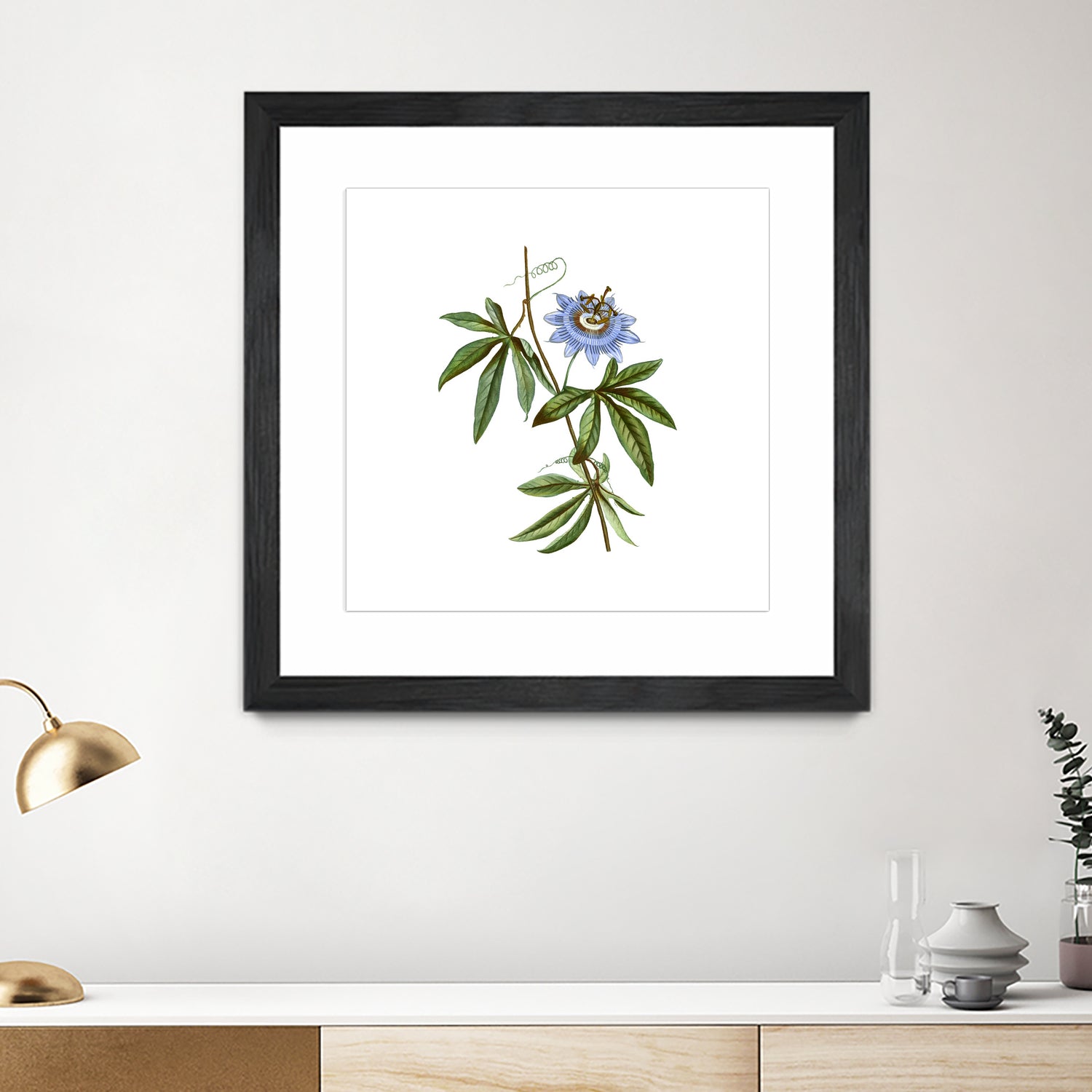 Vintage Blue Passionflower Botanical Illustration by Raul Andre Petrasanta on GIANT ART - blue mixed media