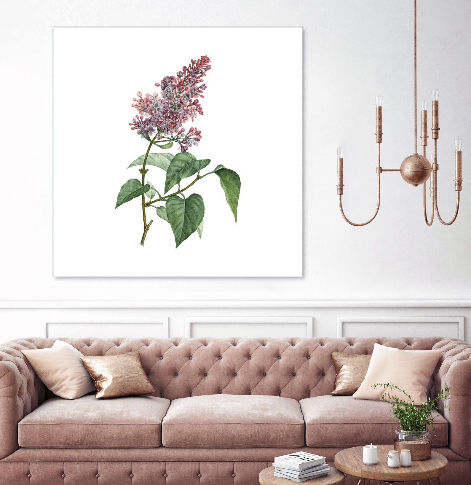 Vintage Common Pink Lilac Plant Botanical Illustratio by Raul Andre Petrasanta on GIANT ART - pink mixed media