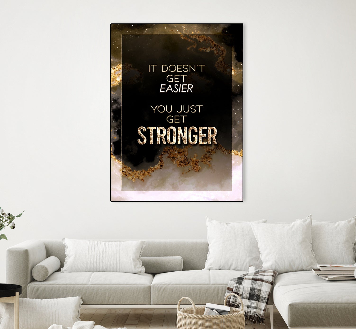 It Doesn't Get Easier You Just Get Stronger Gold Moti by Raul Andre Petrasanta on GIANT ART - yellow digital painting