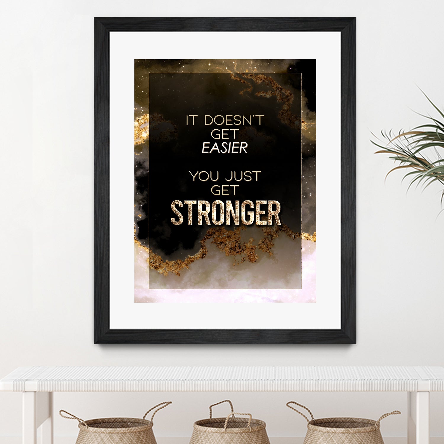 It Doesn't Get Easier You Just Get Stronger Gold Moti by Raul Andre Petrasanta on GIANT ART - yellow digital painting