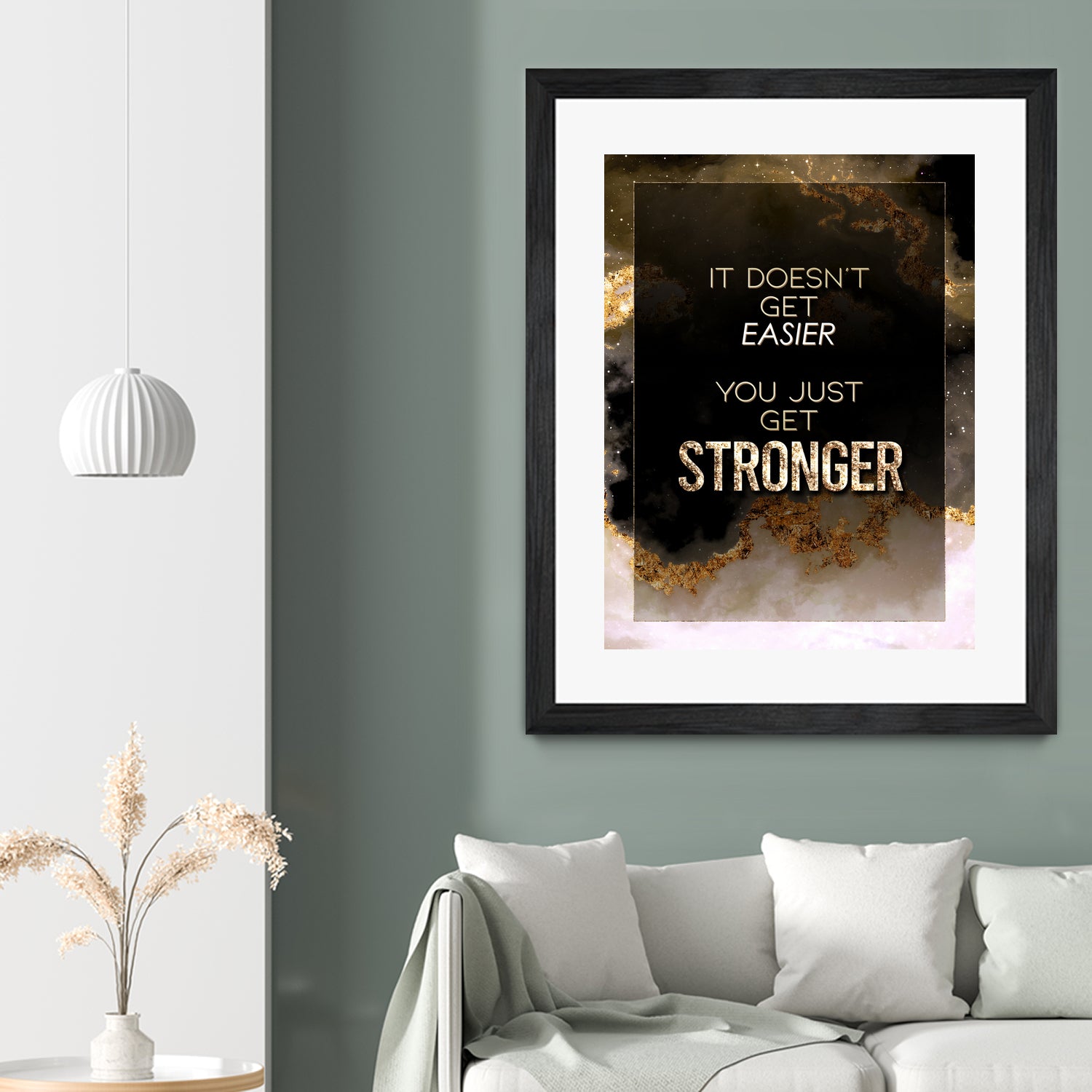 It Doesn't Get Easier You Just Get Stronger Gold Moti by Raul Andre Petrasanta on GIANT ART - yellow digital painting