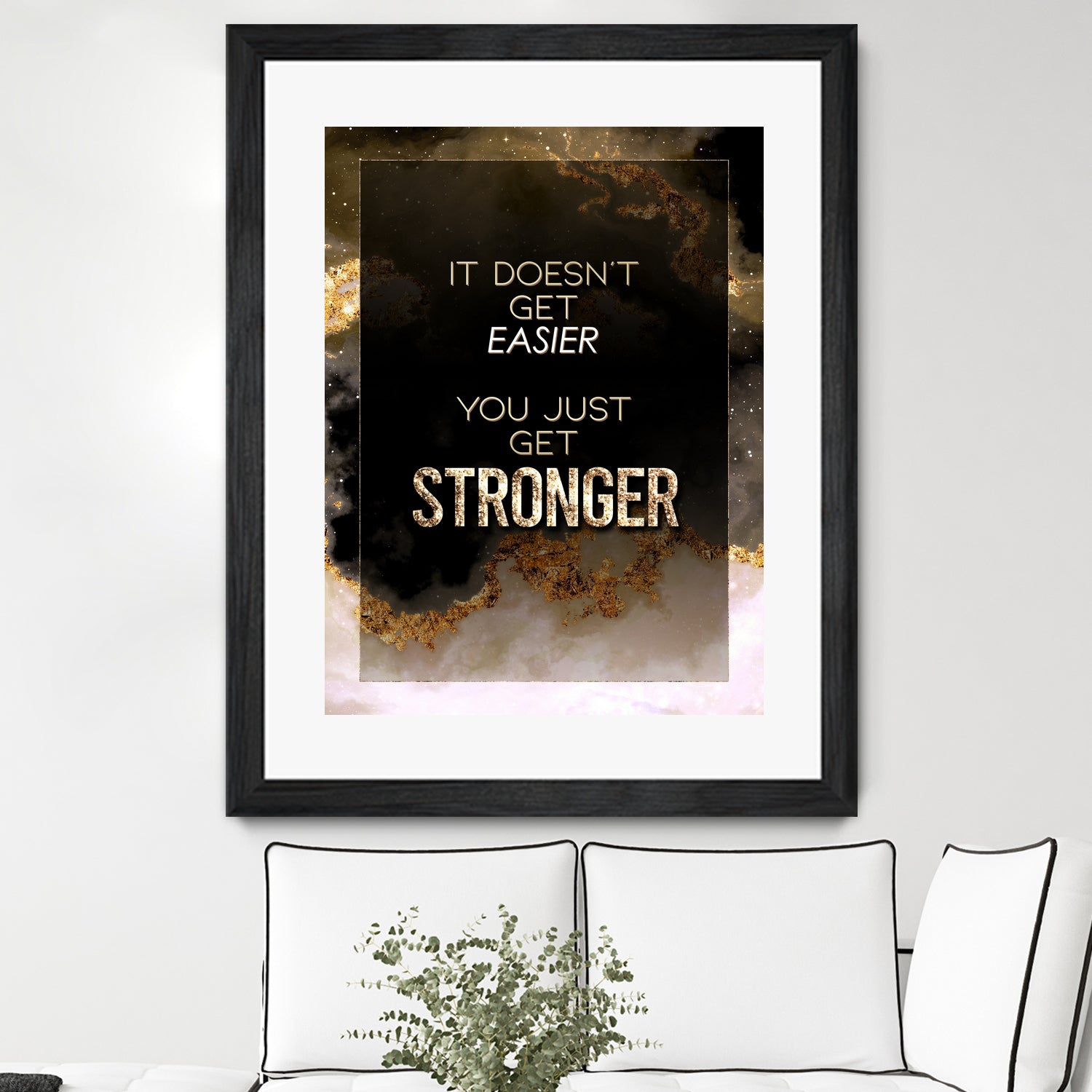 It Doesn't Get Easier You Just Get Stronger Gold Moti by Raul Andre Petrasanta on GIANT ART - yellow digital painting