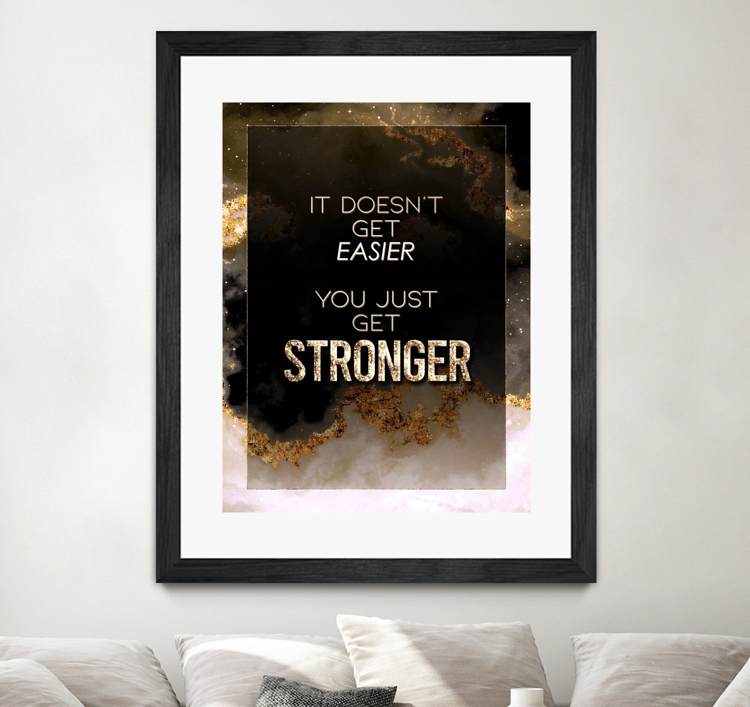 It Doesn't Get Easier You Just Get Stronger Gold Moti by Raul Andre Petrasanta on GIANT ART - yellow digital painting