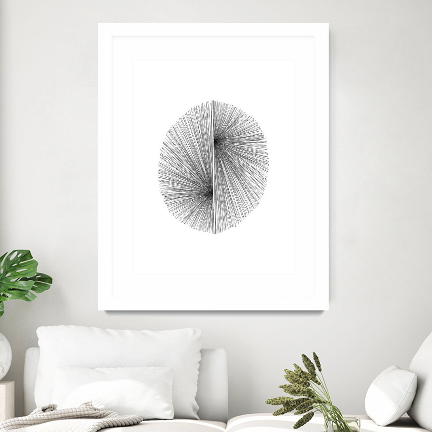 Mid Century Modern Geometric Abstract Circle Line Drawing by Janine Aykens on GIANT ART - gray mixed media