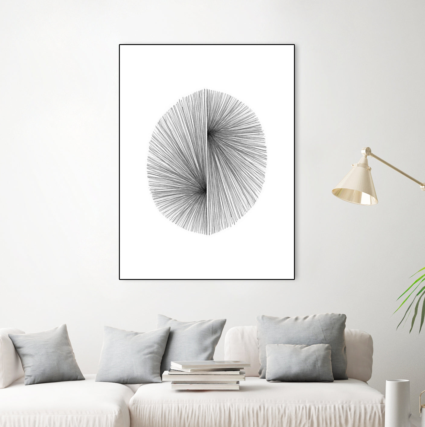 Mid Century Modern Geometric Abstract Circle Line Drawing by Janine Aykens on GIANT ART - gray mixed media