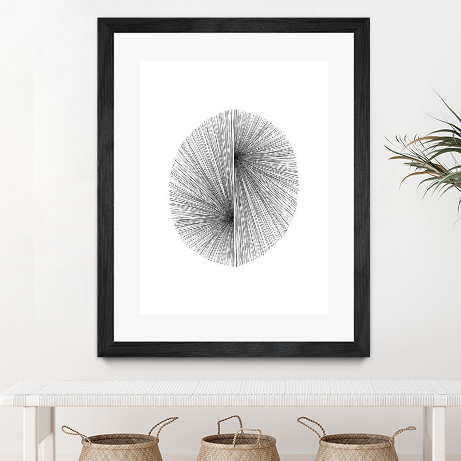 Mid Century Modern Geometric Abstract Circle Line Drawing by Janine Aykens on GIANT ART - gray mixed media