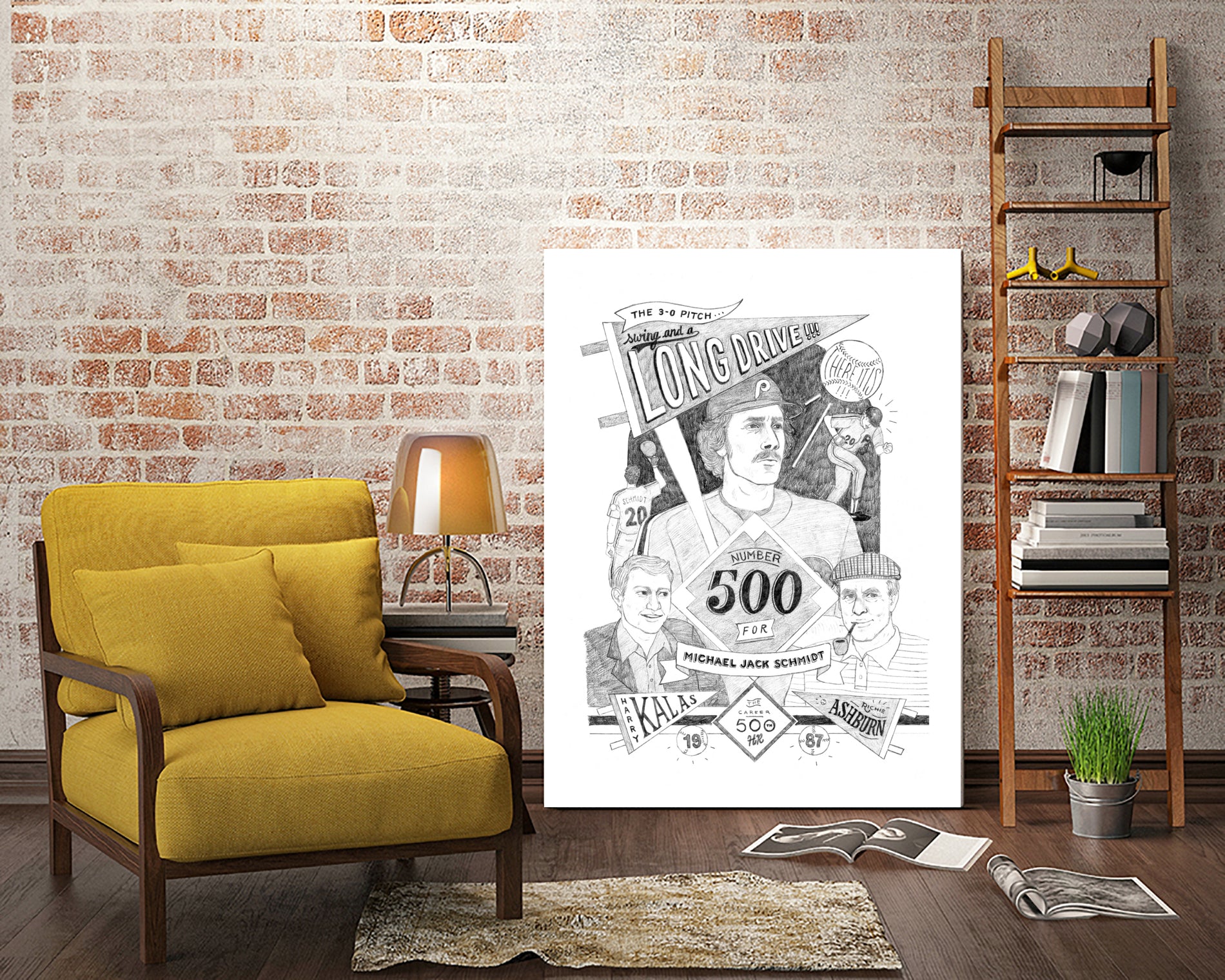 MIKE SCHMIDT 500 HR by Lewis Lenoble on GIANT ART - black mixed media