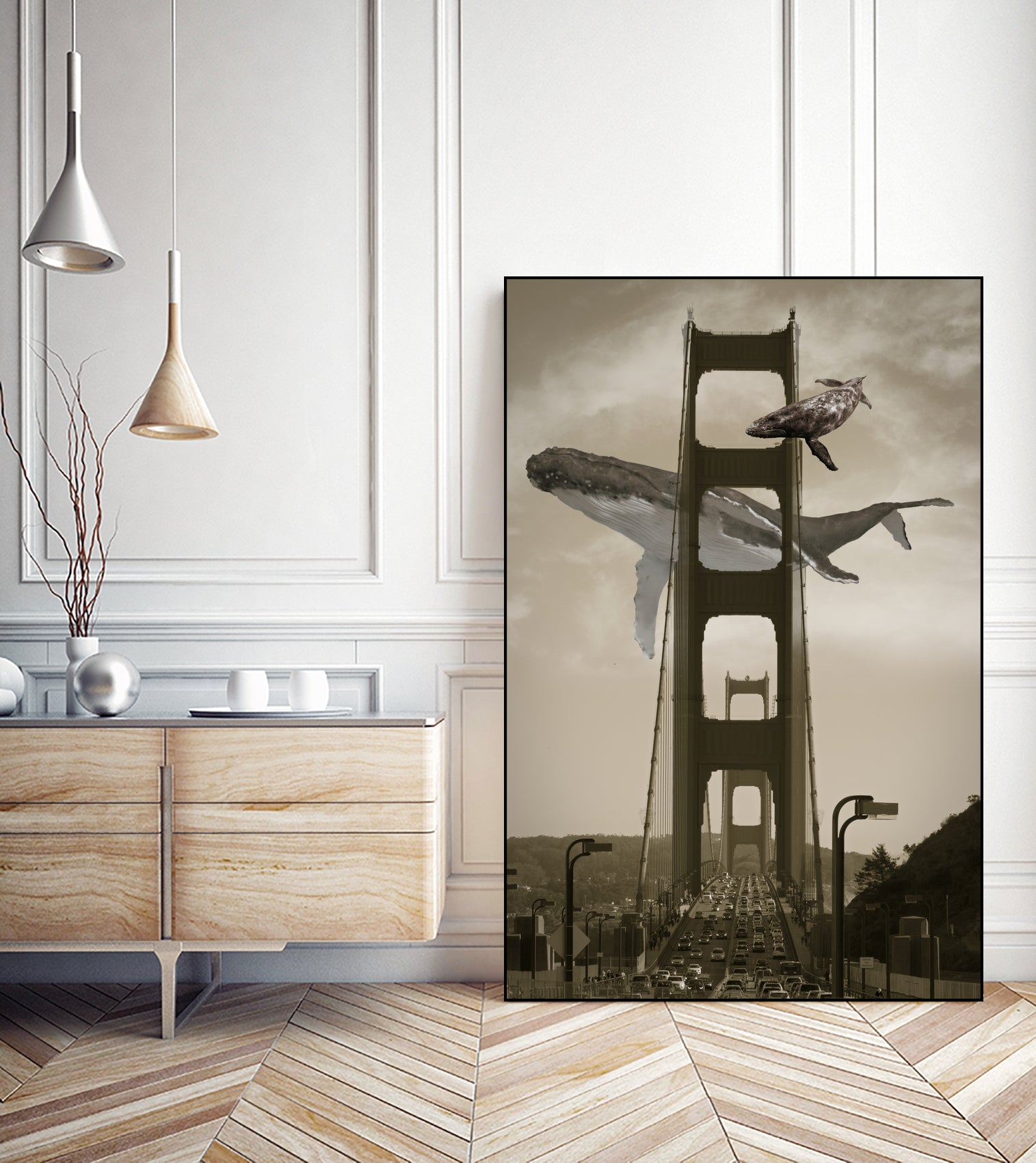 Whale Watching at the Golden Gate Bridge by David Loblaw on GIANT ART - gray photo illustration