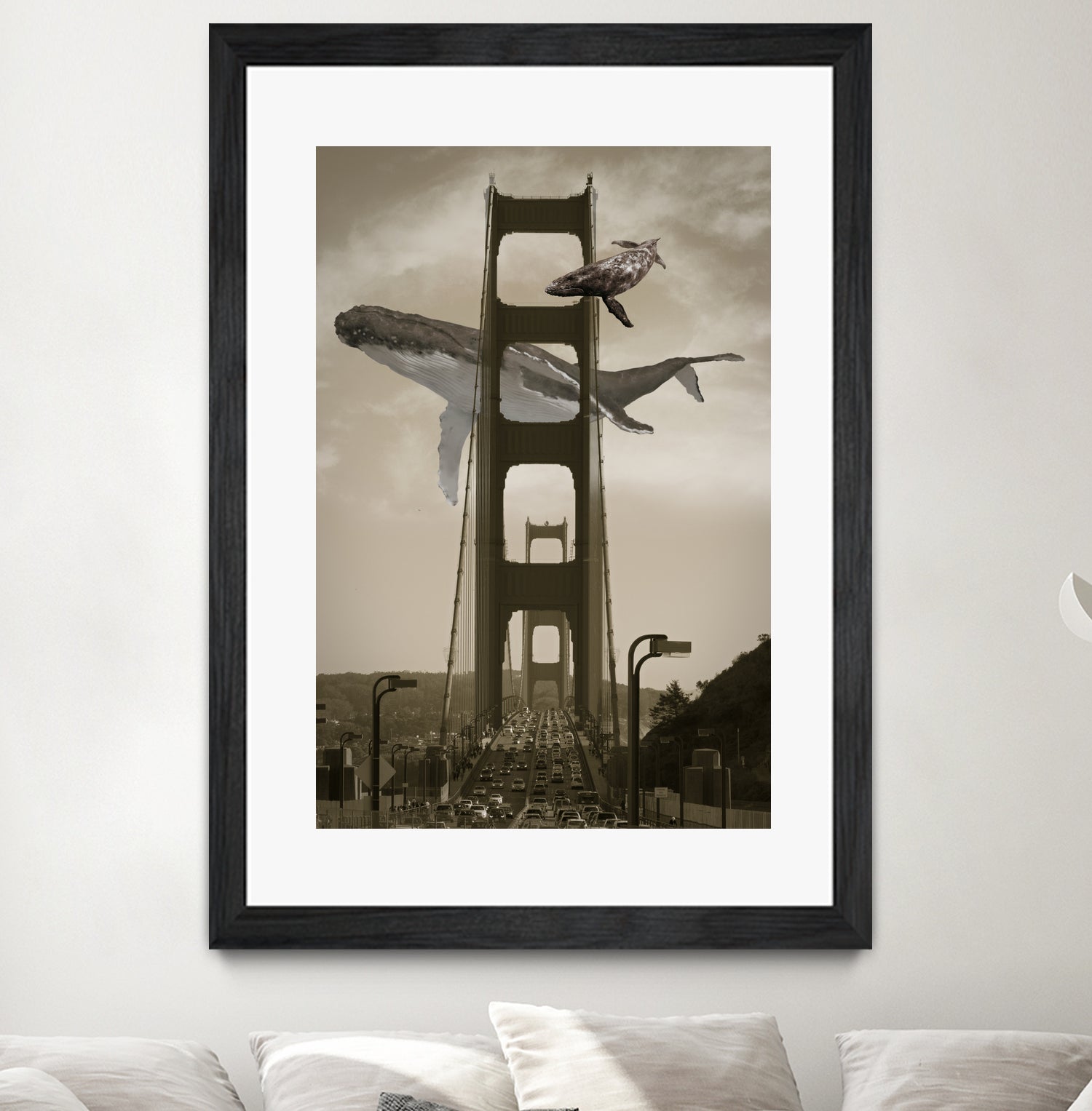 Whale Watching at the Golden Gate Bridge by David Loblaw on GIANT ART - gray photo illustration