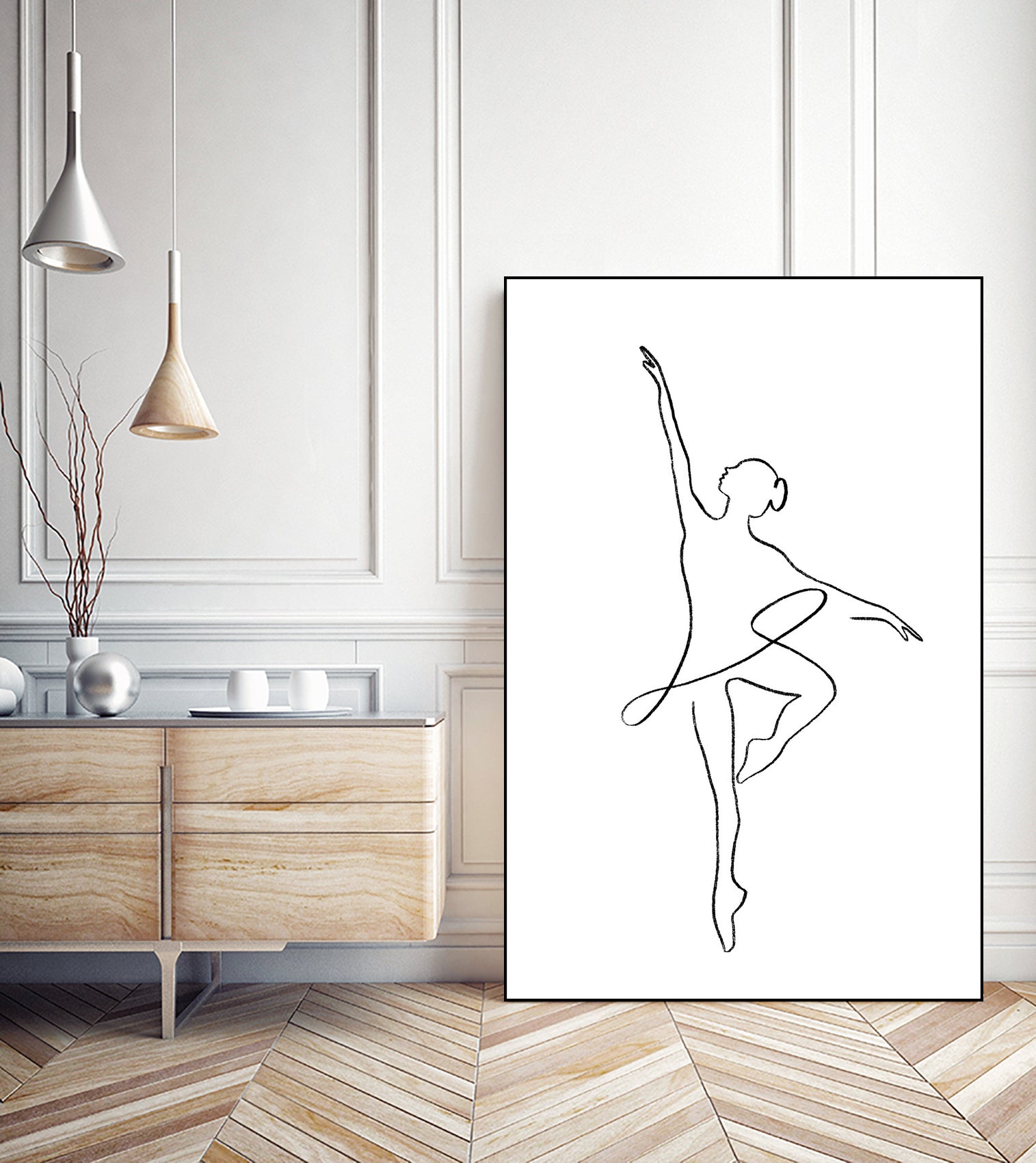 Ballerina Line Art by Jessica Carvalho on GIANT ART - black digital drawing