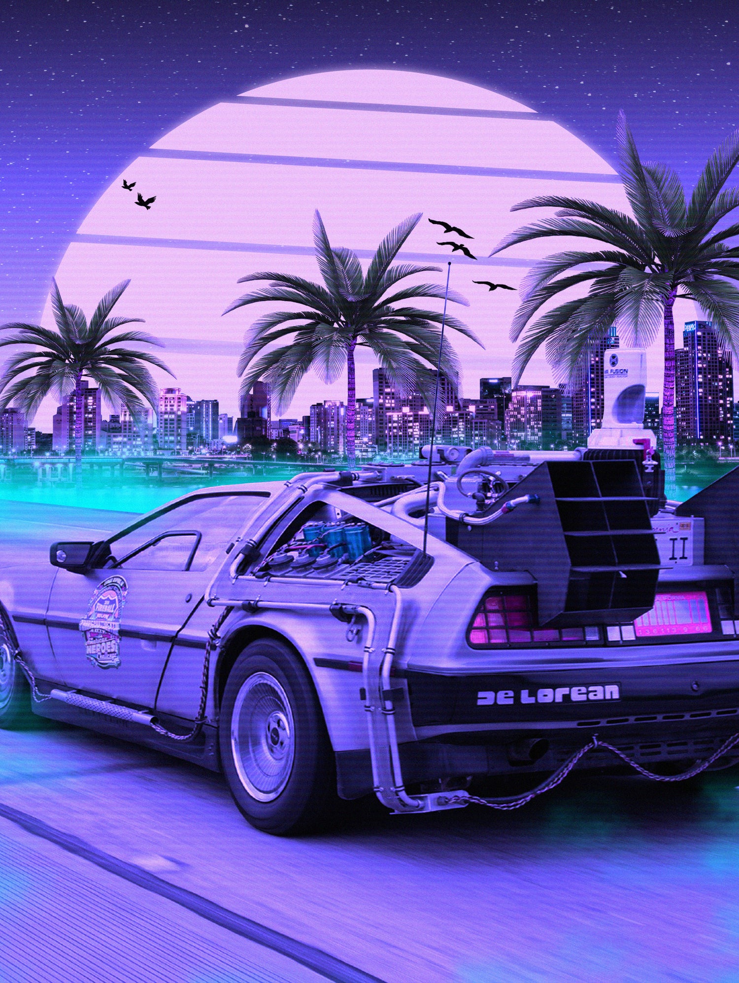 80s Delorean Cars by Muhammad Daffa Umar on GIANT ART - fuchsia photo manipulation