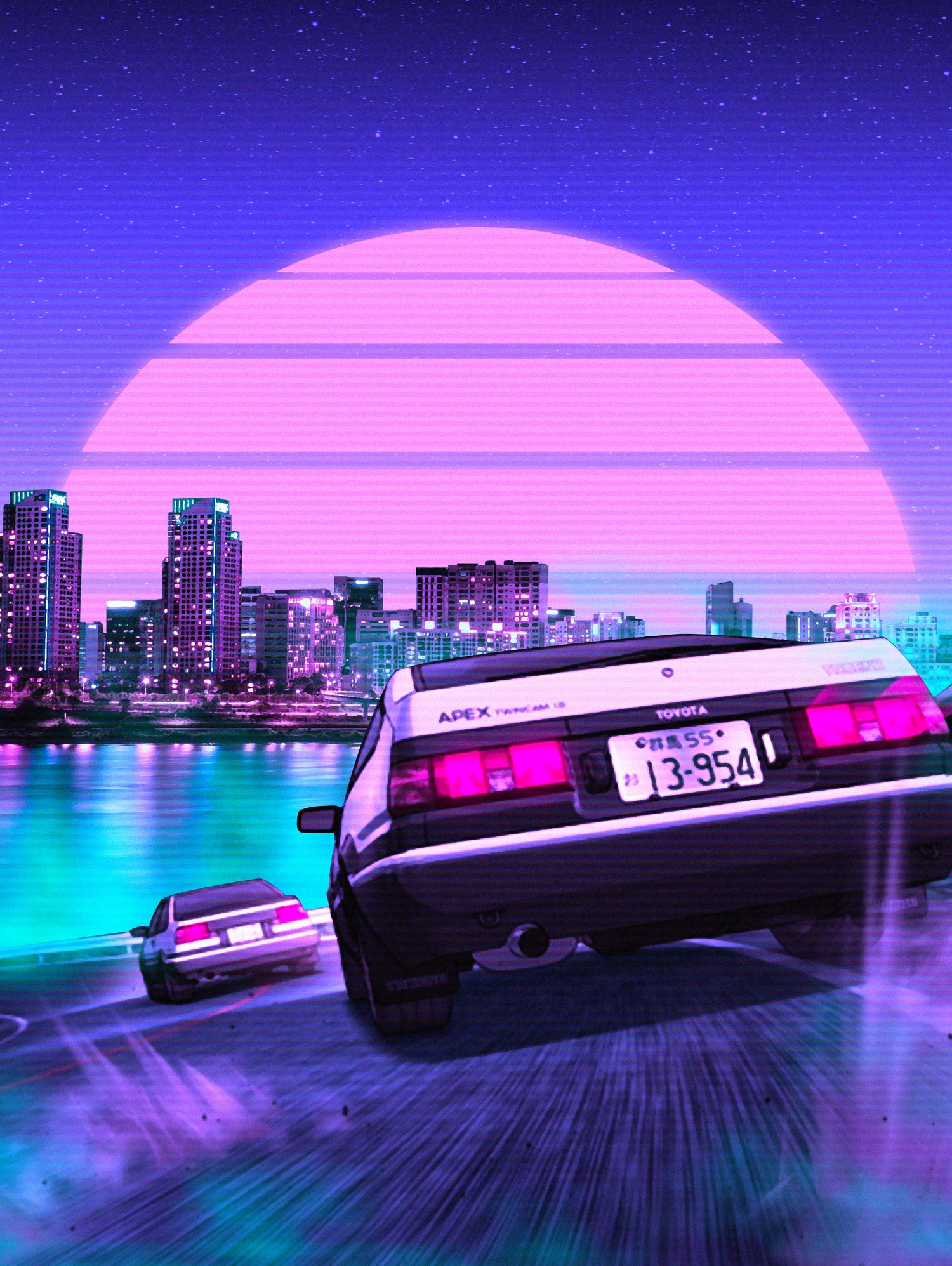 Initial D retrowave by Muhammad Daffa Umar on GIANT ART - fuchsia photo manipulation