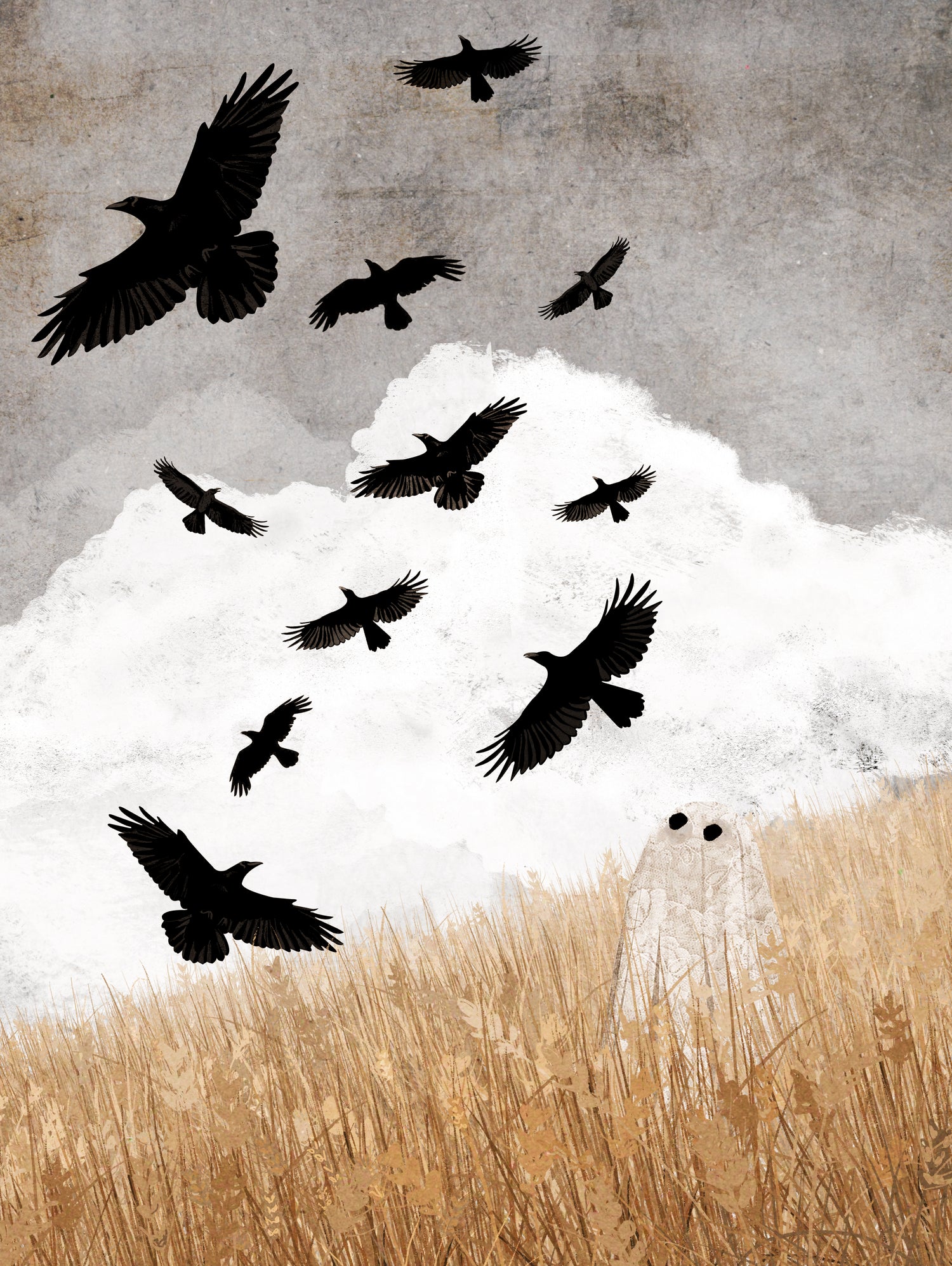 Walter and The Crows by Katherine Blower on GIANT ART - gray digital painting