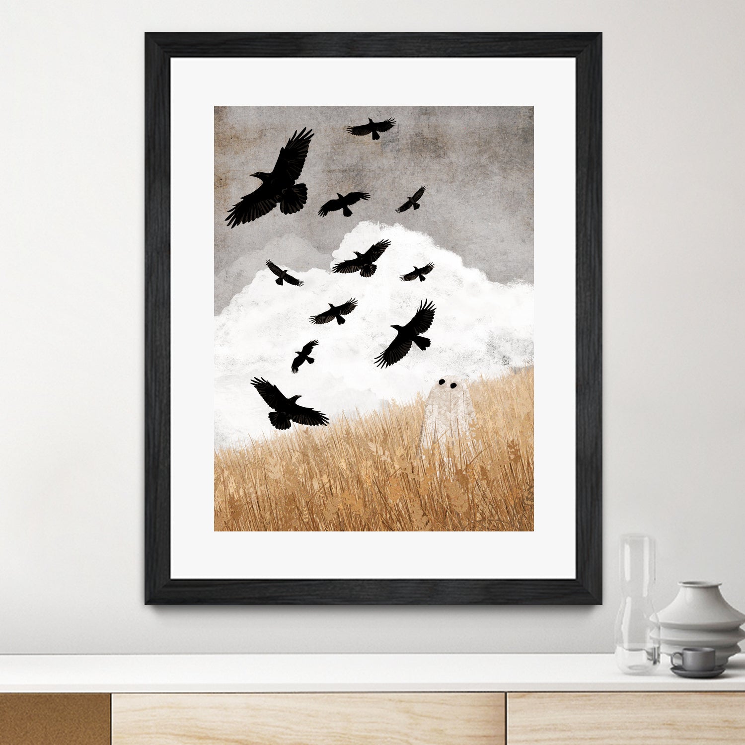 Walter and The Crows by Katherine Blower on GIANT ART - gray digital painting